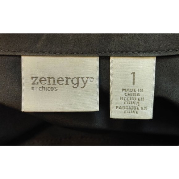 CHICOS Womens 1/Medium/10 Zenergy Gray Neema Classic Ruched Zipper Pocket Jacket - Picture 3 of 4